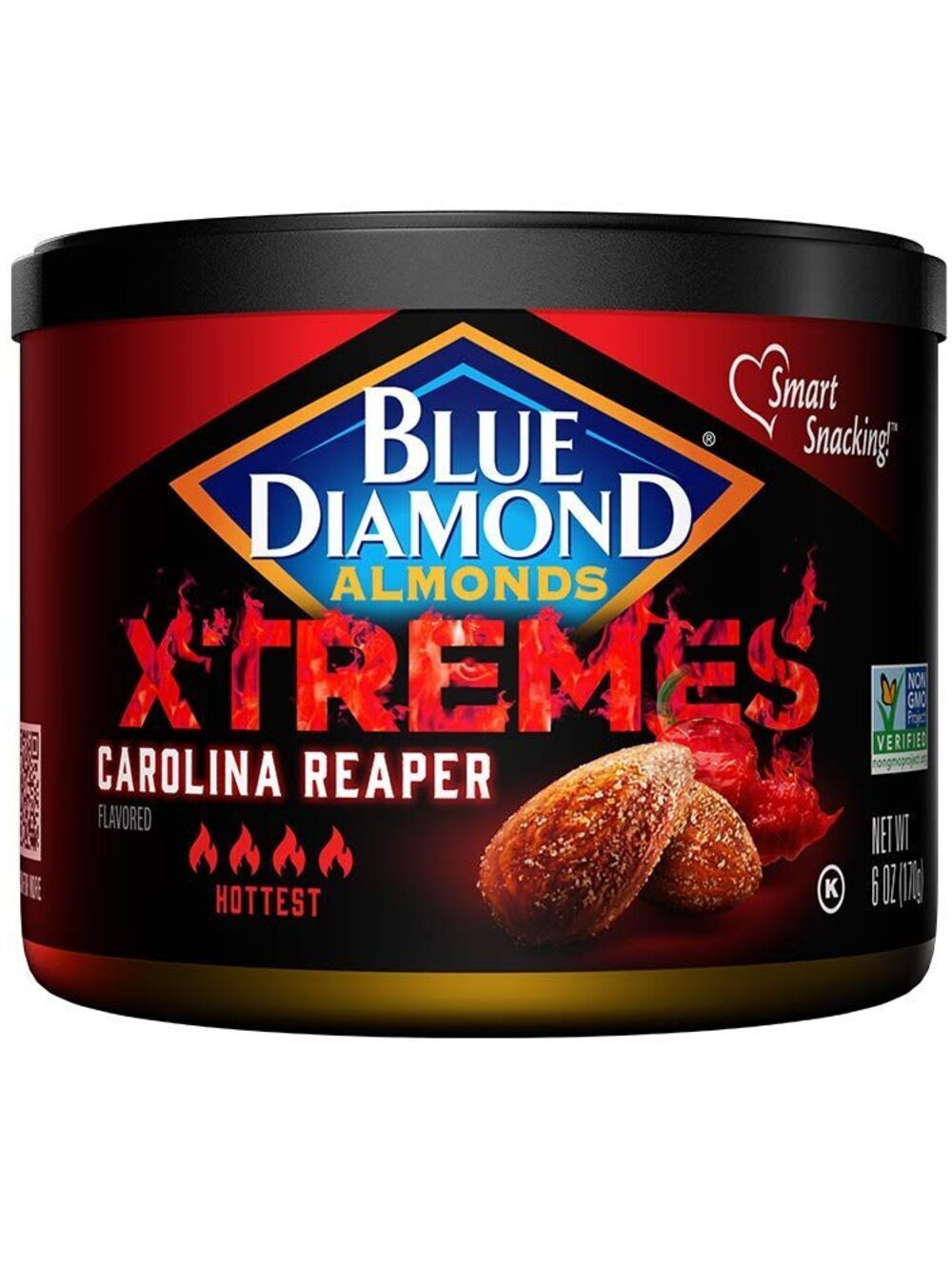 new Blue Diamond Almonds XTREMES Carolina Reaper Flavored Snack Nuts 6 Oz Can